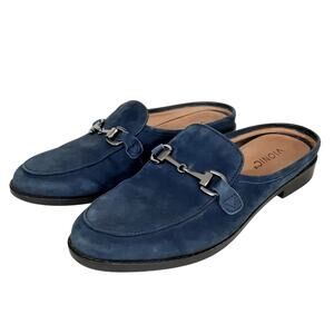 Vionic Salie Mule Slip On Mule Horse Bit Suede Loafer Navy Blue Womens 9 Minimal
